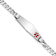 Rhodium Over 14k White Gold Medical Soft Diamond Shape Red Enamel Flat
Curb Link ID Bracelet