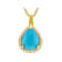 Turquoise Pear And White Zircon Halo Pendant Necklace In 18K Gold Over
Sterling Silver 0.41ctw