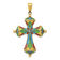 14k Yellow Gold Multi-Color Enamel Cross Pendant