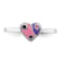 Rhodium Over Sterling Silver Pink and Purple Enameled Heart Children's Ring
