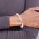 Stainless Steel Antiqued and Polished Pink Jade LOVE YOU Stretch Bracelet