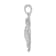 Rhodium Over Sterling Silver Polished Large Swimming Sea Turtle Pendant