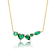 Emerald Color CZ Heart Station Necklace In 14K Gold Over Sterling Silver