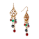 14K Gold Dipped Filigree With Colored Beads Chandelier Earrings