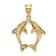 14k Yellow Gold Two Dolphins Pendant