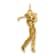 14k Yellow Gold Satin Diamond-Cut Male Golfer Charm