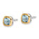 Rhodium Over Sterling Silver with 14k Accent Aquamarine Square Stud Earrings