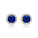 Sapphire Color CZ Halo Stud Earrings In 14K Gold Over Brass