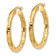 14k Yellow Gold Polished and Textured 1 1/16" Hoop Earrings