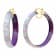 14K Yellow Gold Over Sterling Silver Large Iridescent Acrylic Hoops in Purple