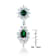 Emerald Color CZ Double Cluster Drop Earrings In Sterling Silver