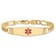 14k Yellow Gold Medical Soft Diamond Shape Red Enamel Figaro Link ID Bracelet