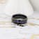 COSMIC Black Tungsten Ring with Crushed Alexandrite and Dark Blue and
Purple Crushed Goldstone 8mm