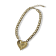 Blue Crystal Gold Tone Center Heart Pendant Necklace.