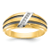 10K Two-tone Yellow Gold with Black Rhodium Men's Polished Diamond Ring 0.06ctw