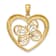14K Two-tone Gold  Textured Butterfly in Heart Charm