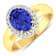 1.63ctw Violet Tanzanite and Diamond 14K Yellow Gold Halo Ring