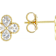 CZ Clover Stud Earrings In 18K Gold Over Sterling Silver