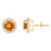 6mm Round Citrine And Created White Sapphire 10k Yellow Gold Halo Stud Earrings