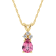 7x5mm Pear Shape Pink Topaz with Diamond Accents 14k Yellow Gold Pendant
With Chain