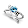 Blue Topaz X-Design Ring In Sterling Silver With 18K Gold Accents