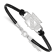 Rhodium Over Sterling Silver NHL LogoArt New York Rangers Leather Bracelet