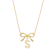 Initial S Bow CZ Necklace In 14K Gold Over Sterling Silver 0.23ctw