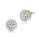 CZ Halo Stud Earrings In 14K Gold Over Brass