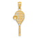 14k Two-tone Gold Textured Gold Tennis Pendant