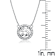 CZ Halo Pendant Necklace In Sterling Silver 16 Inch