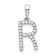 Rhodium Over 14k White Gold Diamond Letter R Initial Pendant