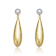 Freshwater Pearl Pear Shape Drop Earrings In 14K Gold Over Sterling Silver