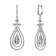 CZ Triple Outline Teardrop Drop Earrings In Sterling Silver