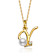 Initial Y Pear Shape CZ And Pearl Pendant Necklace In 14K Gold Over Brass
