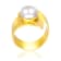 Pear Shape Freshwater Pearl Cuff Ring In 14K Gold Over Sterling Silver