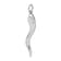 14k White Gold Solid Polished 3D Large Italian Horn Pendant