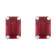6x4mm Emerald Cut Lab Created Ruby Rhodium Over 10k White Gold Stud Earrings