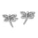 Rhodium Over Sterling Silver White Diamond Dragonfly Post Earrings