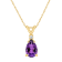 8x5mm Pear Shape Amethyst with Diamond Accent 14k Yellow Gold Pendant
With Chain