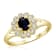 Black Sapphire with White Diamond Accent 14K Gold Over Sterling Silver
Ring 0.28ctw