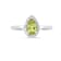 Pear Shape Peridot with Moissanite Accents Rhodium Over Sterling Silver Ring