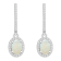 7x5mm Oval Opal 1/3 ctw Diamond Rhodium Over Sterling Silver Halo Dangle Earrings