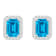 7x5mm Emerald Cut Blue Topaz 1/5 ctw Diamond Rhodium Over Sterling
Silver Halo Stud Earrings