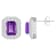 8x6mm Emerald Cut Amethyst And White Topaz Accent Rhodium Over Sterling
Silver Double Halo Earrings
