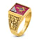 10K Yellow Gold Men's Lab Created Ruby and Diamond Lodge Masonic Ring