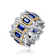 Sapphire Color CZ Two-Tone Cocktail Ring In White Gold And 14K Gold Over Brass
