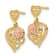 14K Yellow Gold and 14K Rose Gold Textured Heart with Flower Dangle Earrings