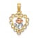 14k Tri-color Gold Textured Heart with Rose and Lace Trim Charm