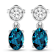 1.40ctw 14K White Gold London Blue Topaz  and White Diamond Halo Earrings