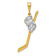 14K Two-tone Gold  Textured Polished Hockey Stick Pendant